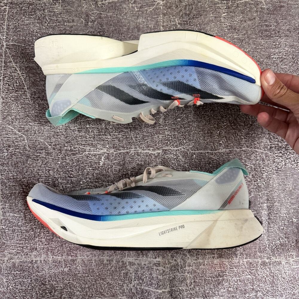 Women's Adidas Adizero Adios Pro 3 Off White Running Ink Aqua Sz 10.5 (IE6235)